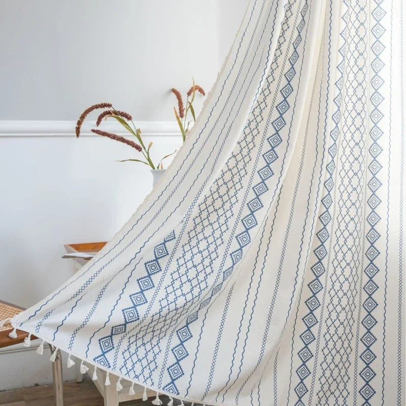 Alma Chic Boho Geometric Tassel Custom Privacy Curtain