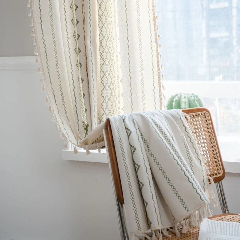 Alma Chic Boho Geometric Tassel Custom Privacy Curtain