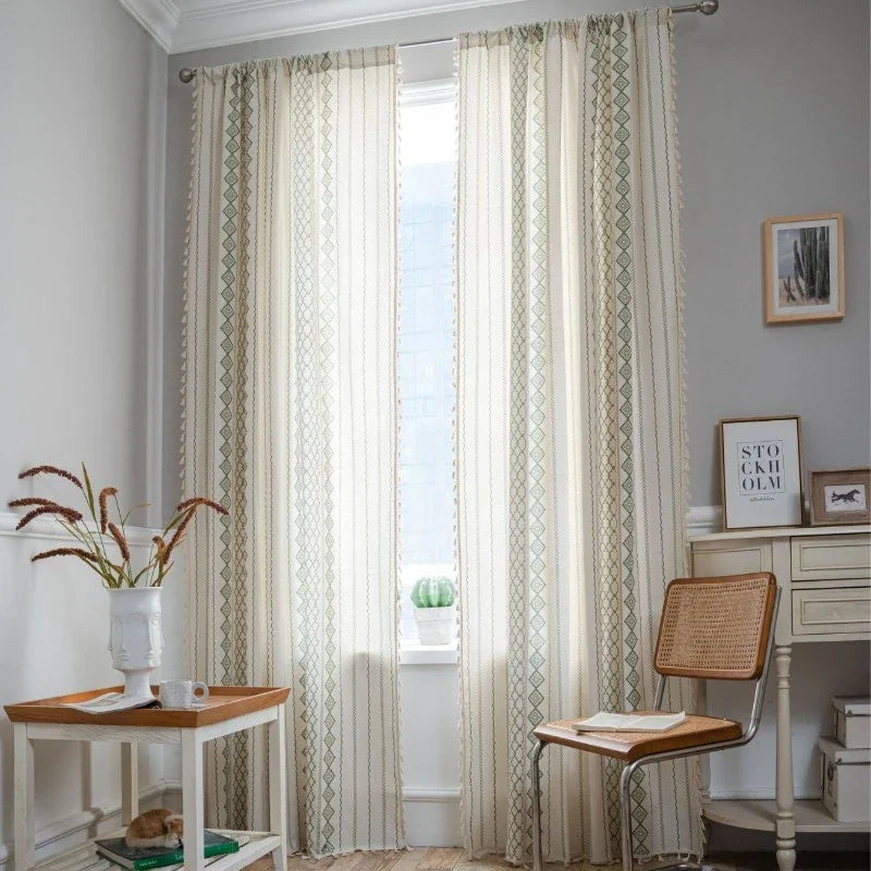 Alma Chic Boho Geometric Tassel Custom Privacy Curtain