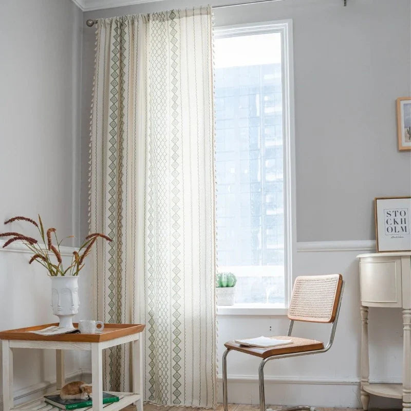 Alma Chic Boho Geometric Tassel Custom Privacy Curtain
