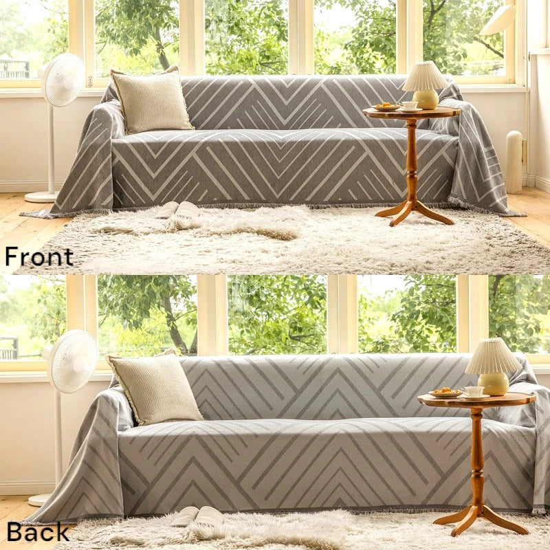 Beverly Reversible Chevron Sofa Cover Throw