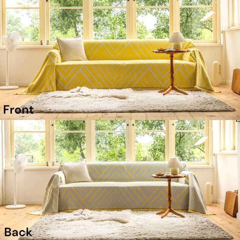 Beverly Reversible Chevron Sofa Cover Throw
