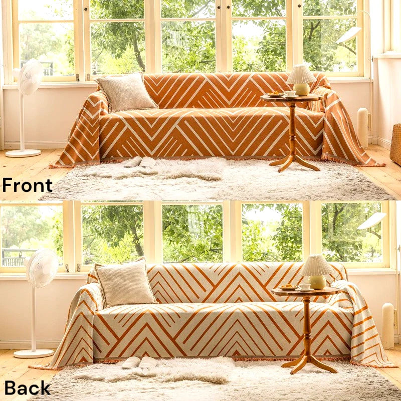 Beverly Reversible Chevron Sofa Cover Throw