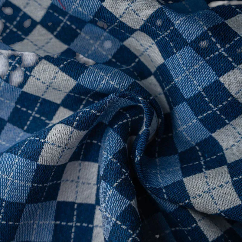 Diana Cotton Linen Diamond Check Room Darkening Curtain