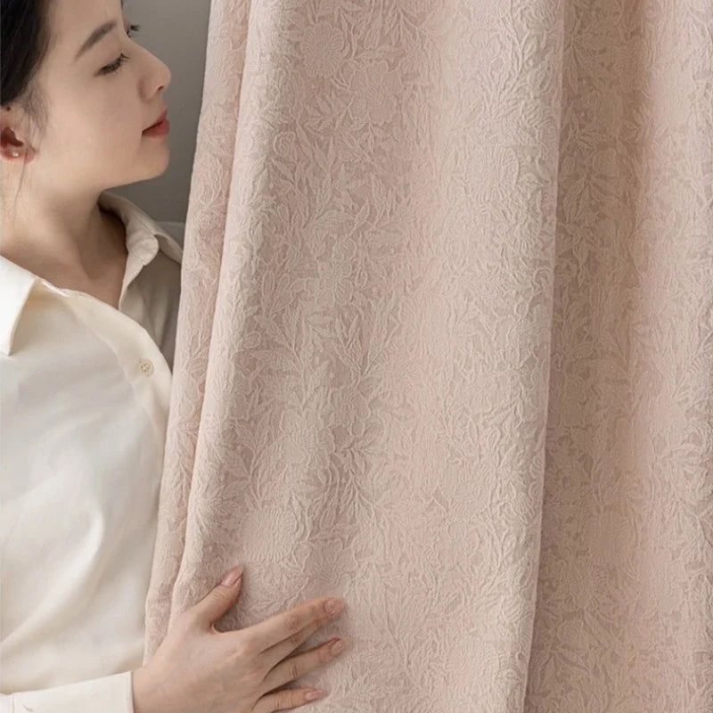 Joanne French Botanical Jacquard Custom Room Darkening Curtain