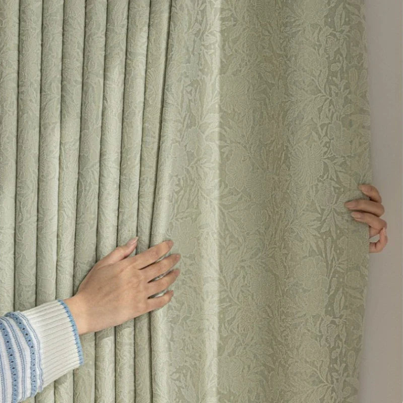 Joanne French Botanical Jacquard Custom Room Darkening Curtain