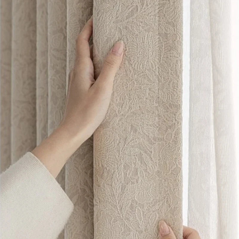 Joanne French Botanical Jacquard Custom Room Darkening Curtain