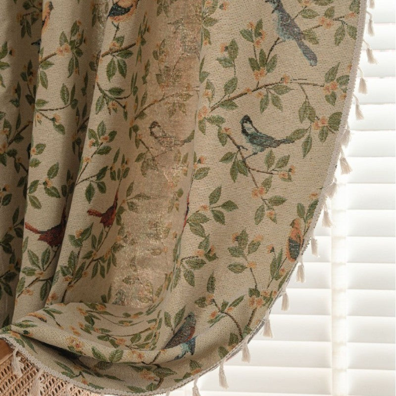 Lucille Vintage Botanical Garden Jacquard Custom Privacy Curtain