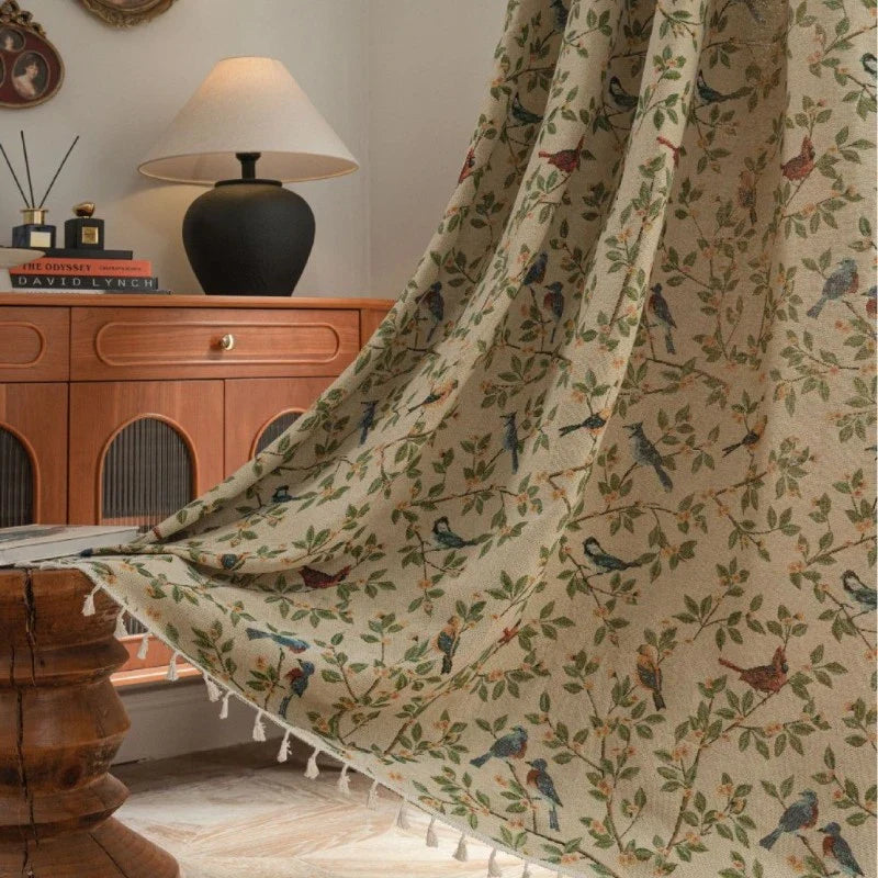 Lucille Vintage Botanical Garden Jacquard Custom Privacy Curtain