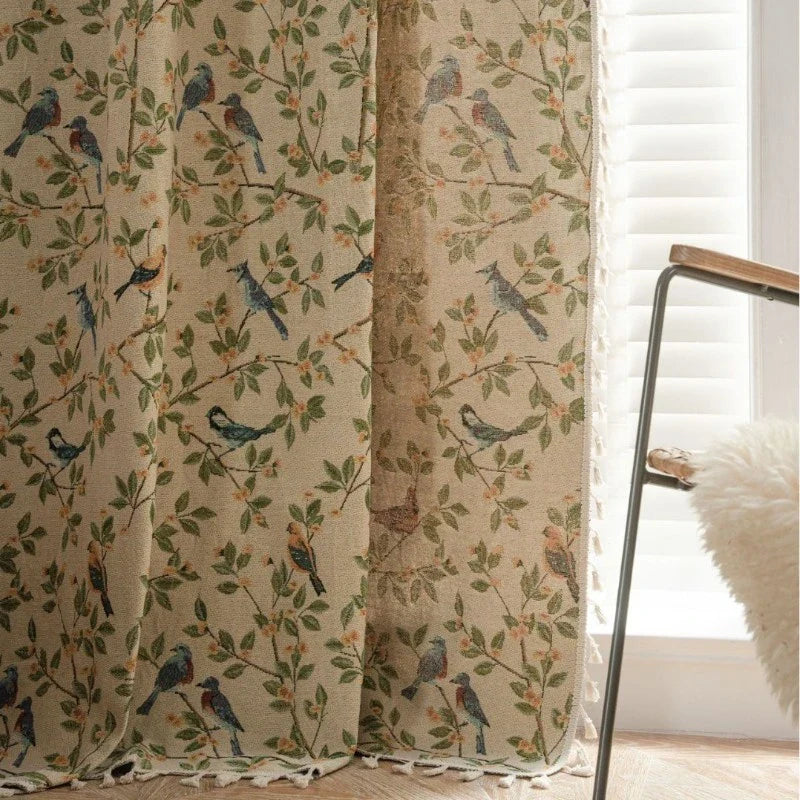 Lucille Vintage Botanical Garden Jacquard Custom Privacy Curtain