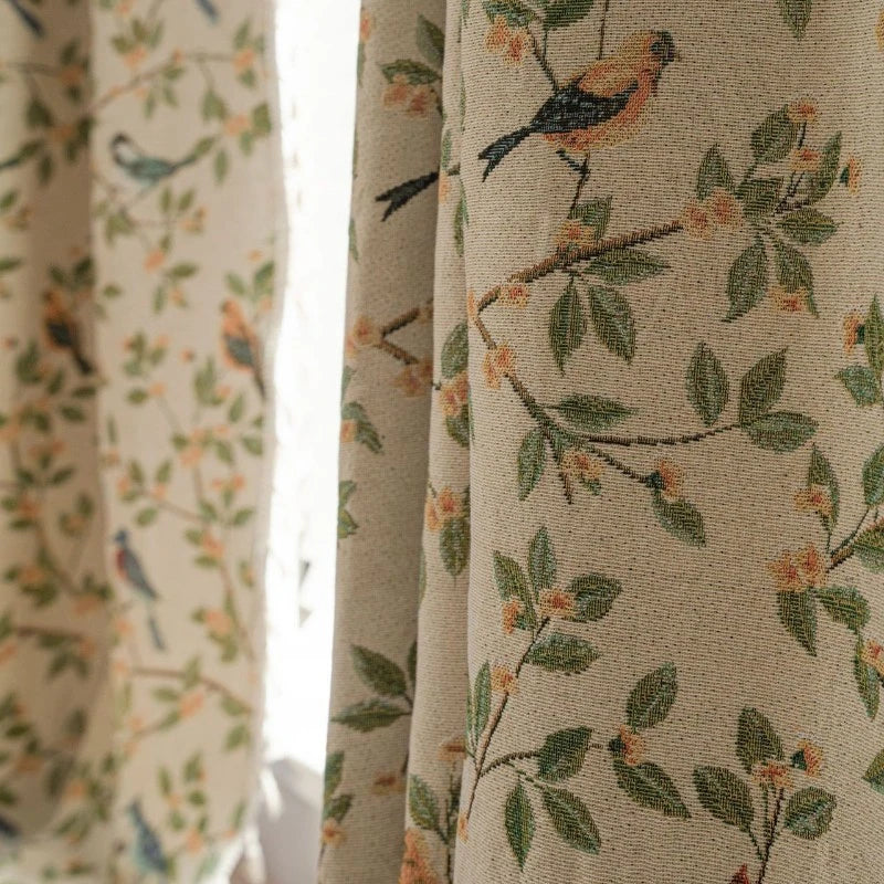 Lucille Vintage Botanical Garden Jacquard Custom Privacy Curtain