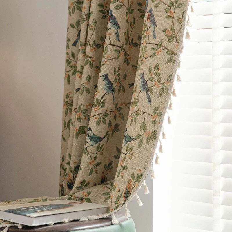 Lucille Vintage Botanical Garden Jacquard Custom Privacy Curtain