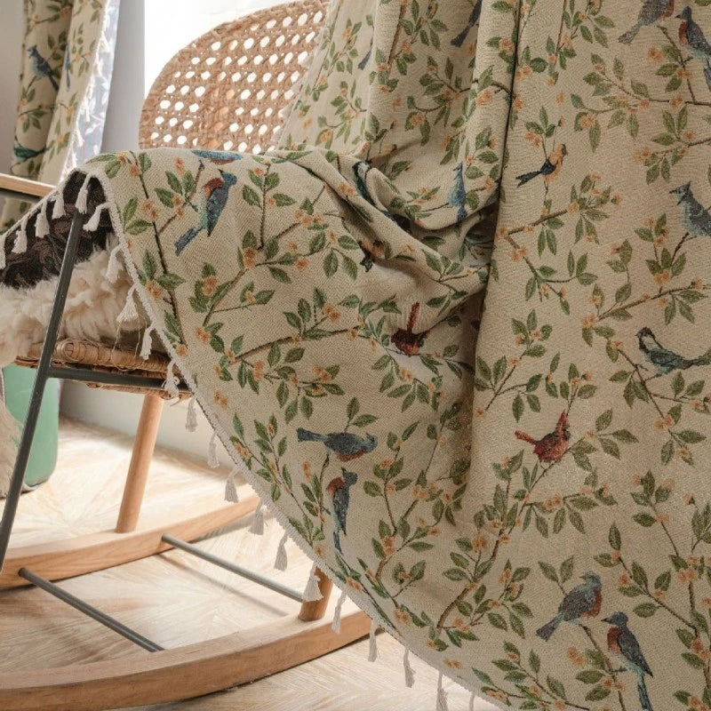 Lucille Vintage Botanical Garden Jacquard Custom Privacy Curtain