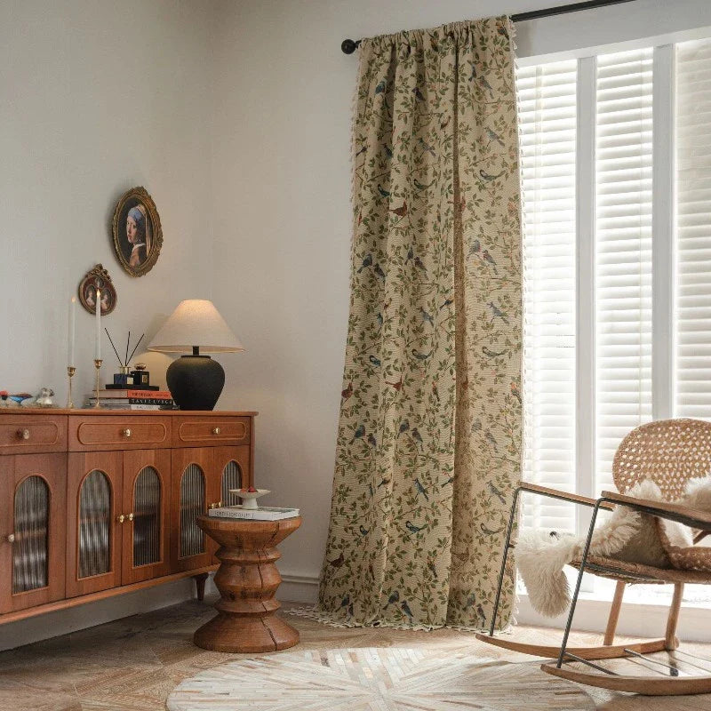 Lucille Vintage Botanical Garden Jacquard Custom Privacy Curtain