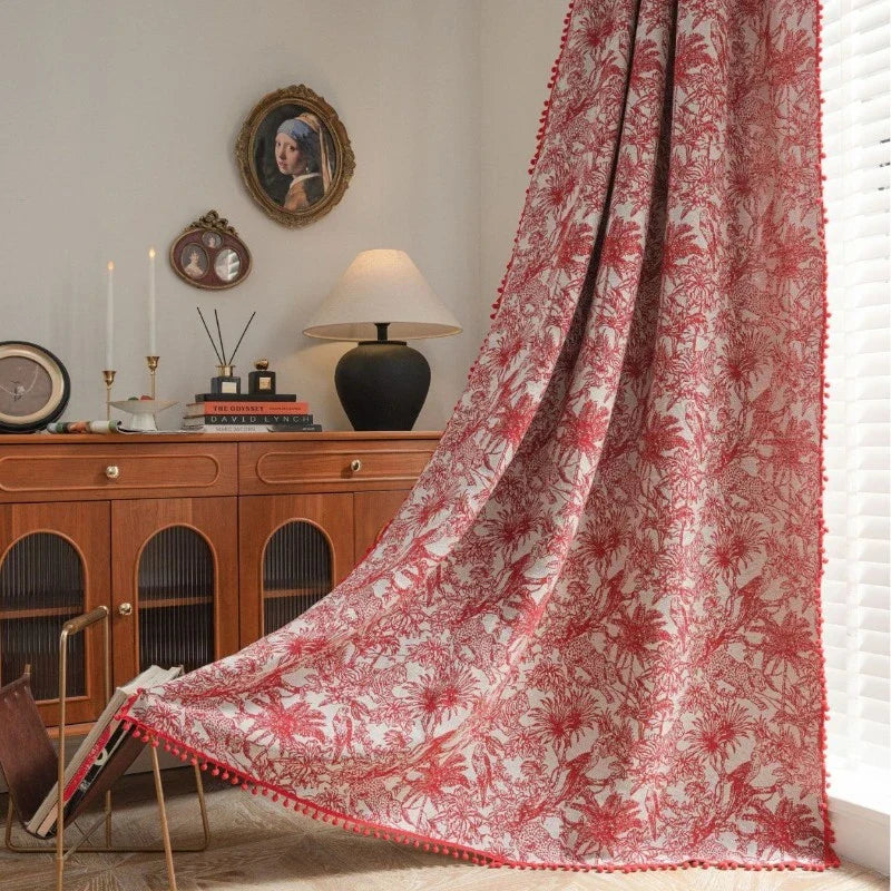Lucille Vintage Botanical Garden Jacquard Custom Privacy Curtain