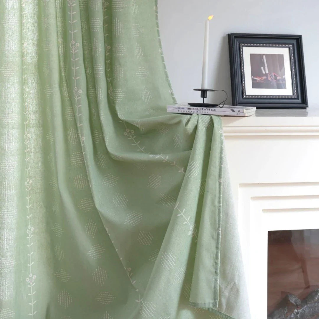 Rebecca Boho Botanical Geometric Semi Sheer Custom Curtain