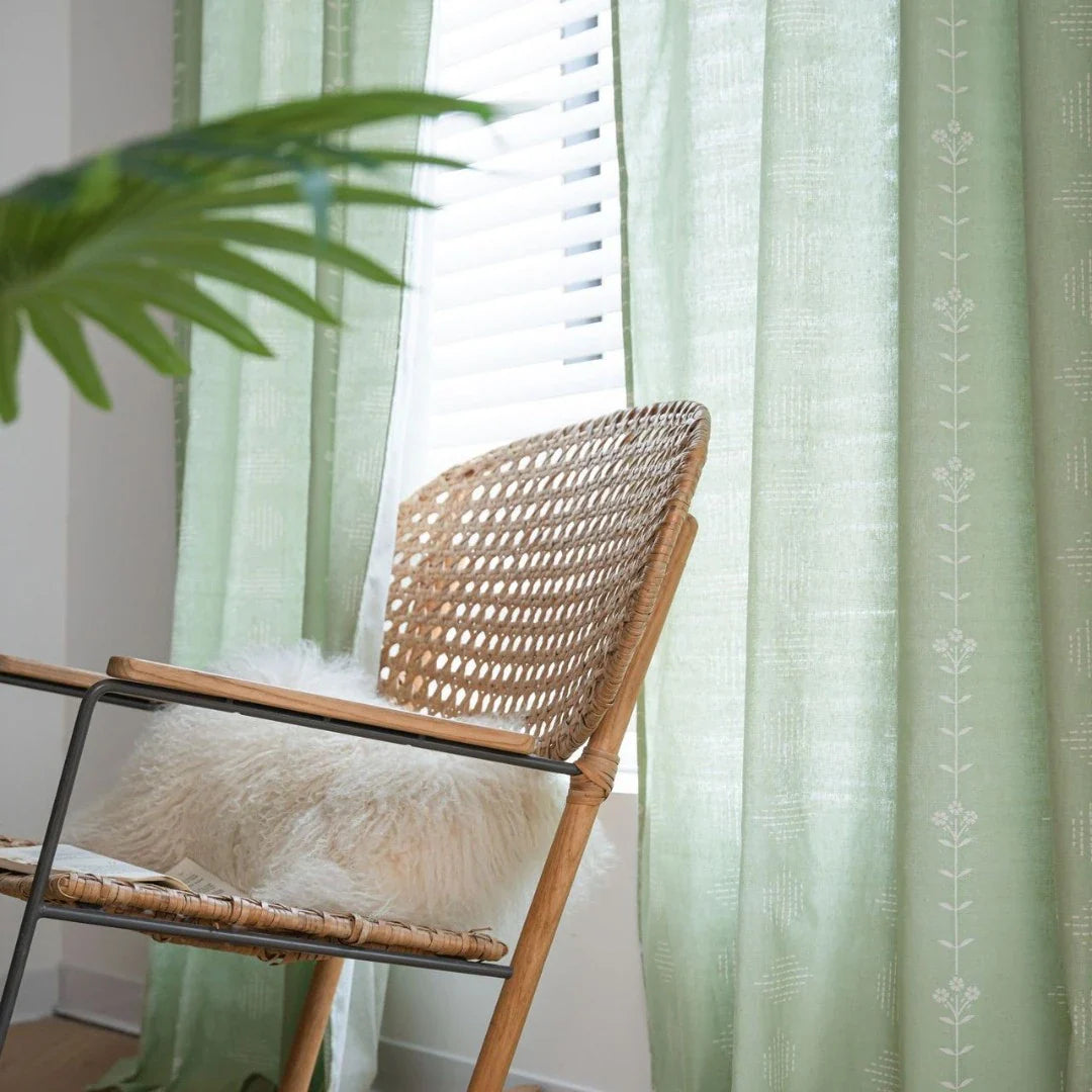 Rebecca Boho Botanical Geometric Semi Sheer Custom Curtain