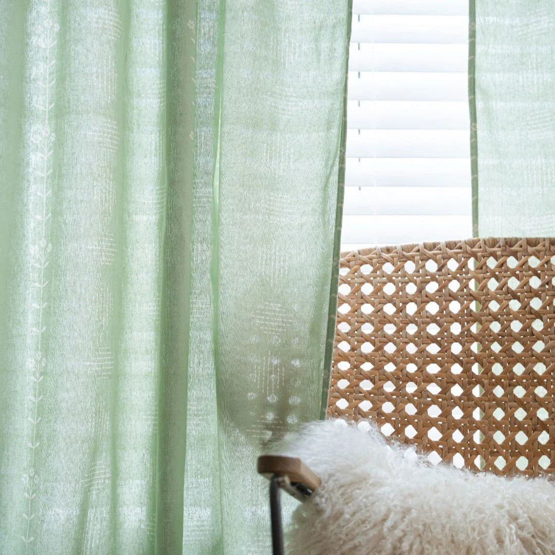 Rebecca Boho Botanical Geometric Semi Sheer Custom Curtain