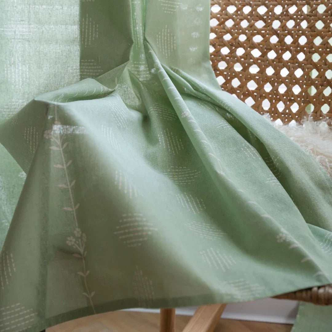 Rebecca Boho Botanical Geometric Semi Sheer Custom Curtain