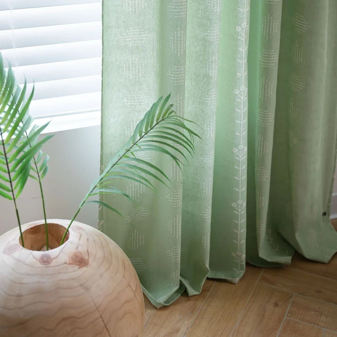 Rebecca Boho Botanical Geometric Semi Sheer Custom Curtain