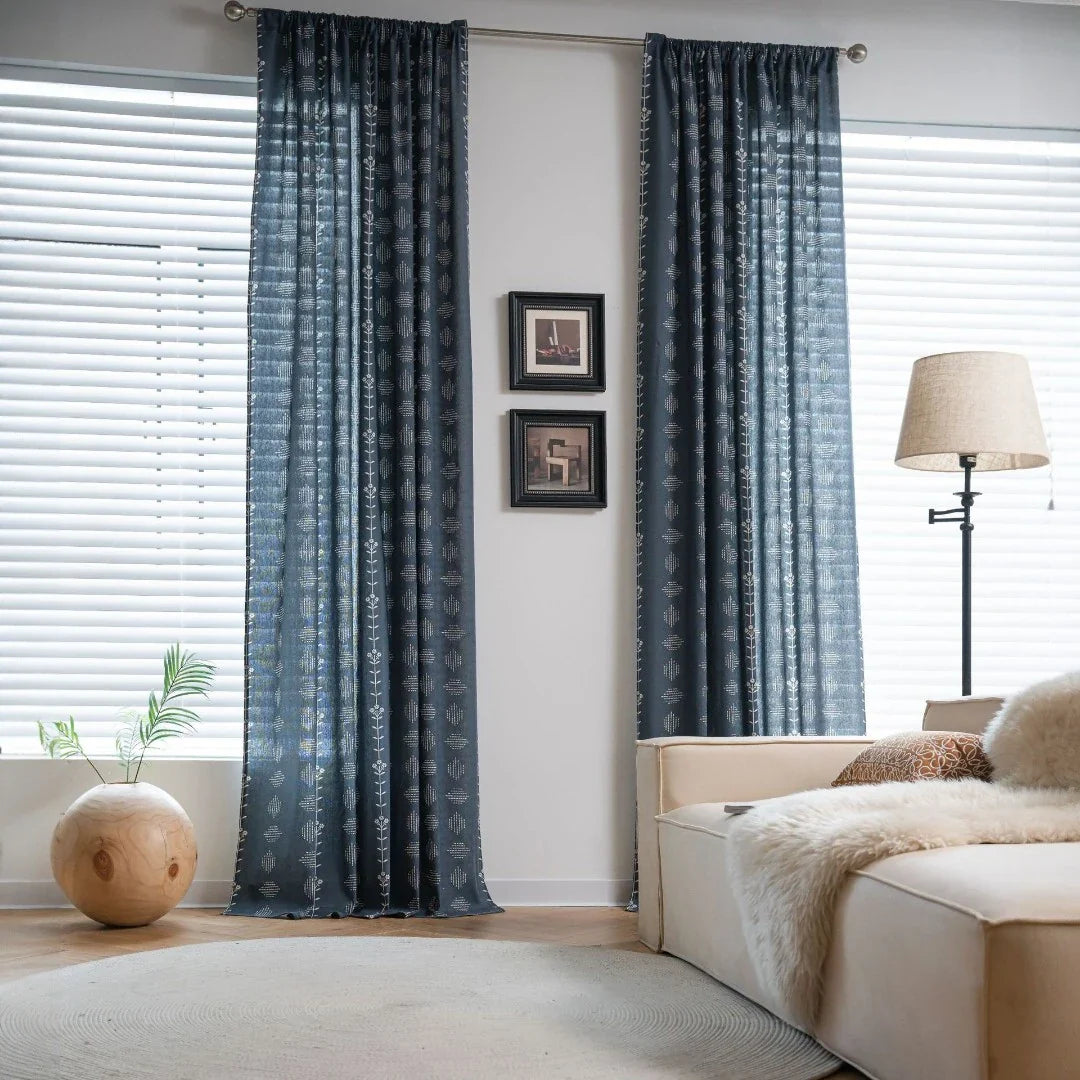 Rebecca Boho Botanical Geometric Semi Sheer Custom Curtain