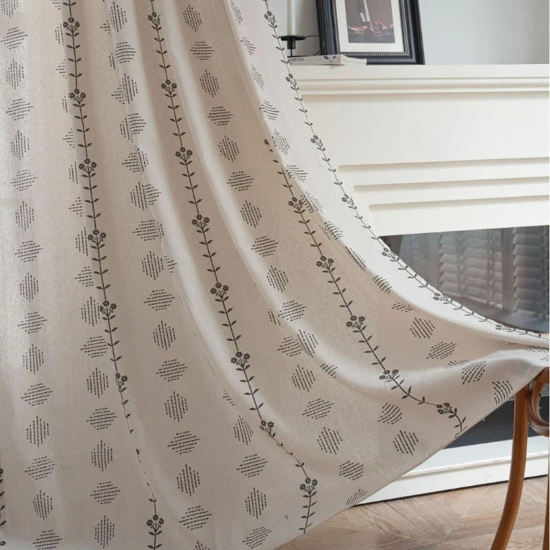 Rebecca Boho Botanical Geometric Semi Sheer Custom Curtain