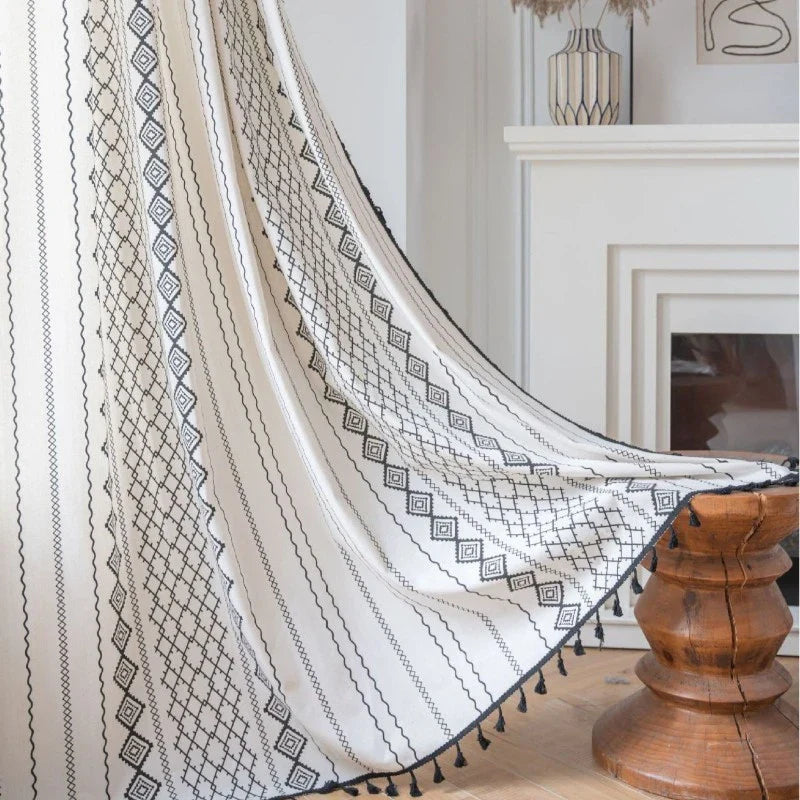 Alma Chic Boho Geometric Tassel Custom Privacy Curtain