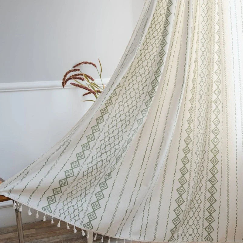 Alma Chic Boho Geometric Tassel Custom Privacy Curtain