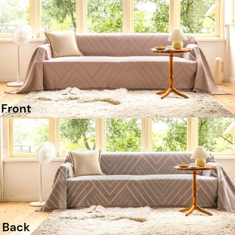 Beverly Reversible Chevron Sofa Cover Throw