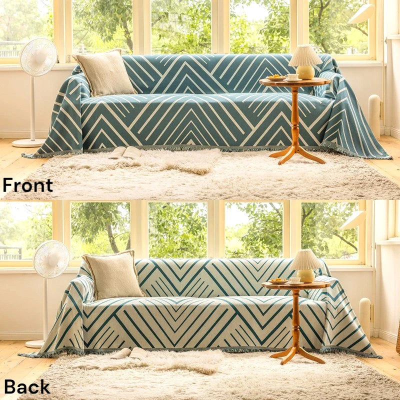Beverly Reversible Chevron Sofa Cover Throw