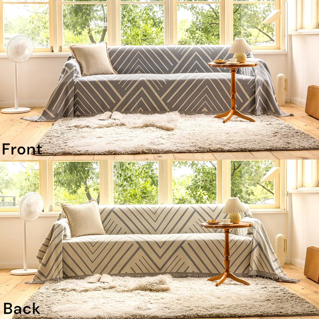 Beverly Reversible Chevron Sofa Cover Throw