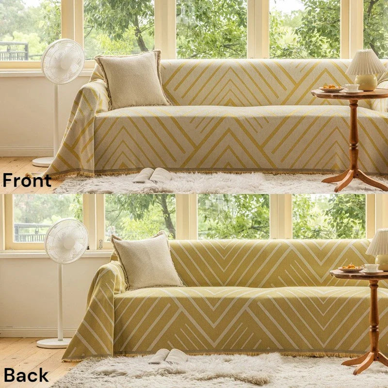 Beverly Reversible Chevron Sofa Cover Throw