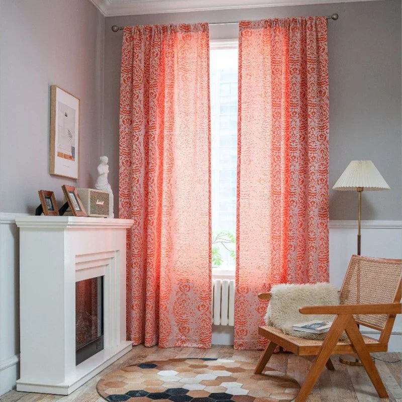 Ellen Floral Jacquard Light Filtering Custom Curtain
