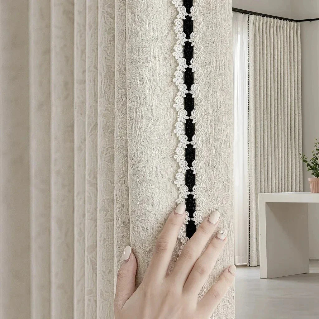 Joanne French Botanical Jacquard Custom Room Darkening Curtain