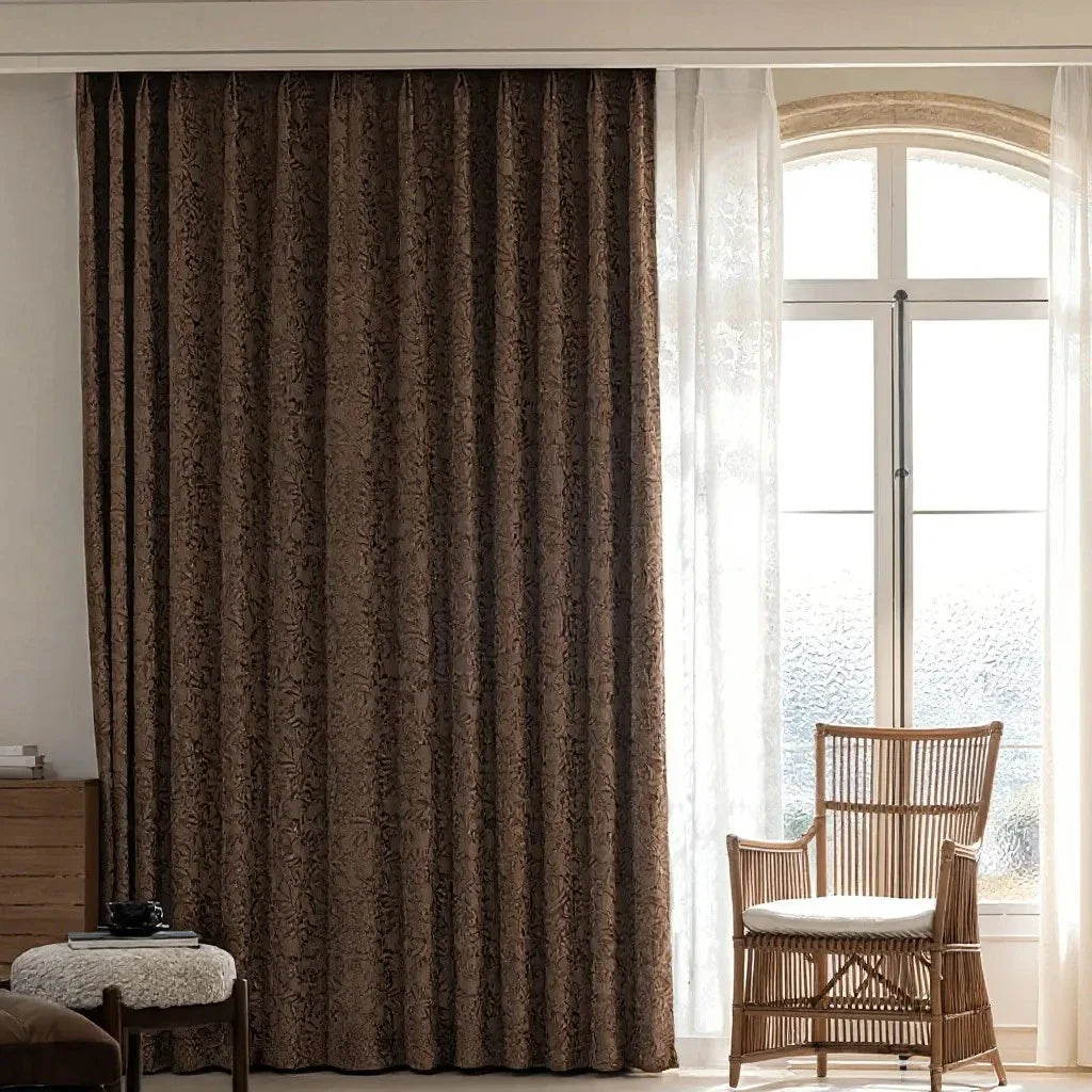 Joanne French Botanical Jacquard Custom Room Darkening Curtain