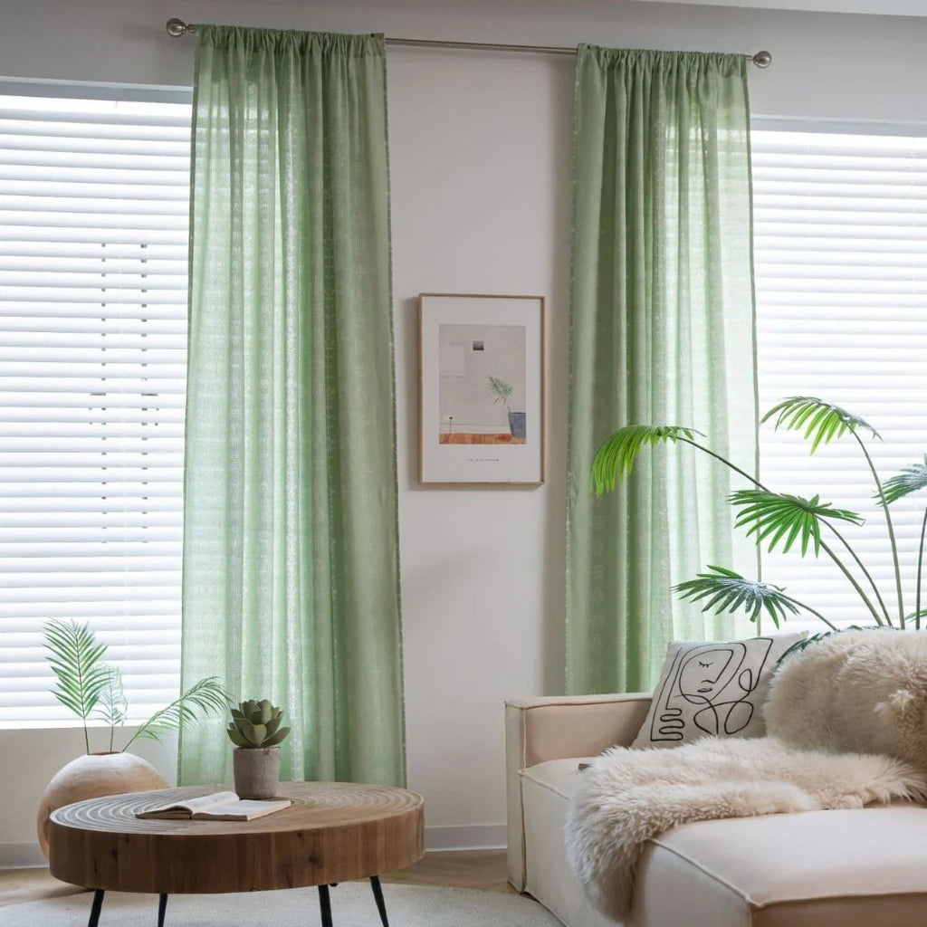 Rebecca Boho Botanical Geometric Semi Sheer Custom Curtain