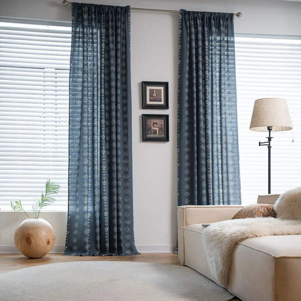 Rebecca Boho Botanical Geometric Semi Sheer Custom Curtain